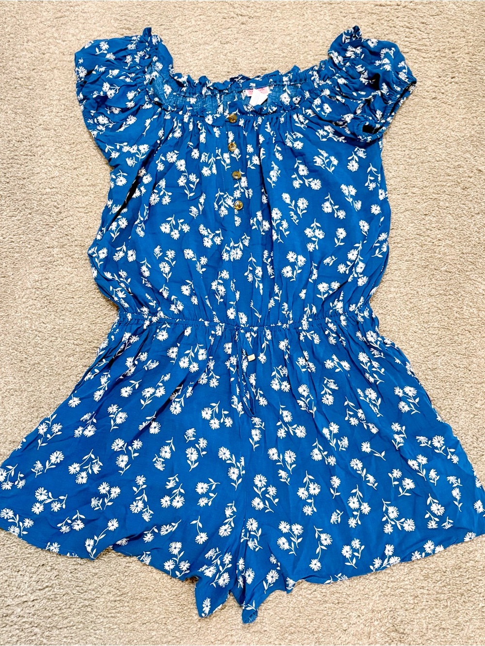 kate spade Blue Floral Off-Shoulder Romper